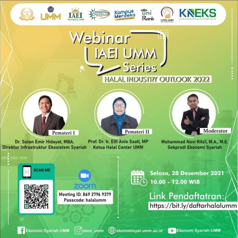 Hadapi Tahun 2022, Prodi Ekonomi Syariah UMM Gelar Webinar Peluang Industri Halal