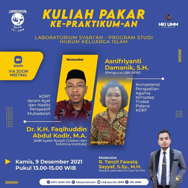 Kuliah Pakar Lab Syariah UMM, Bahas KDRT Perspektif Mubadalah