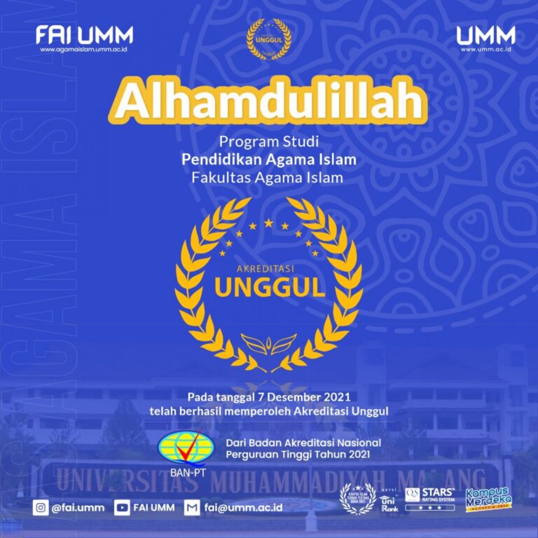 Alhamdulillah, Prodi Pendidikan Agama Islam UMM Raih Akreditas UNGGUL