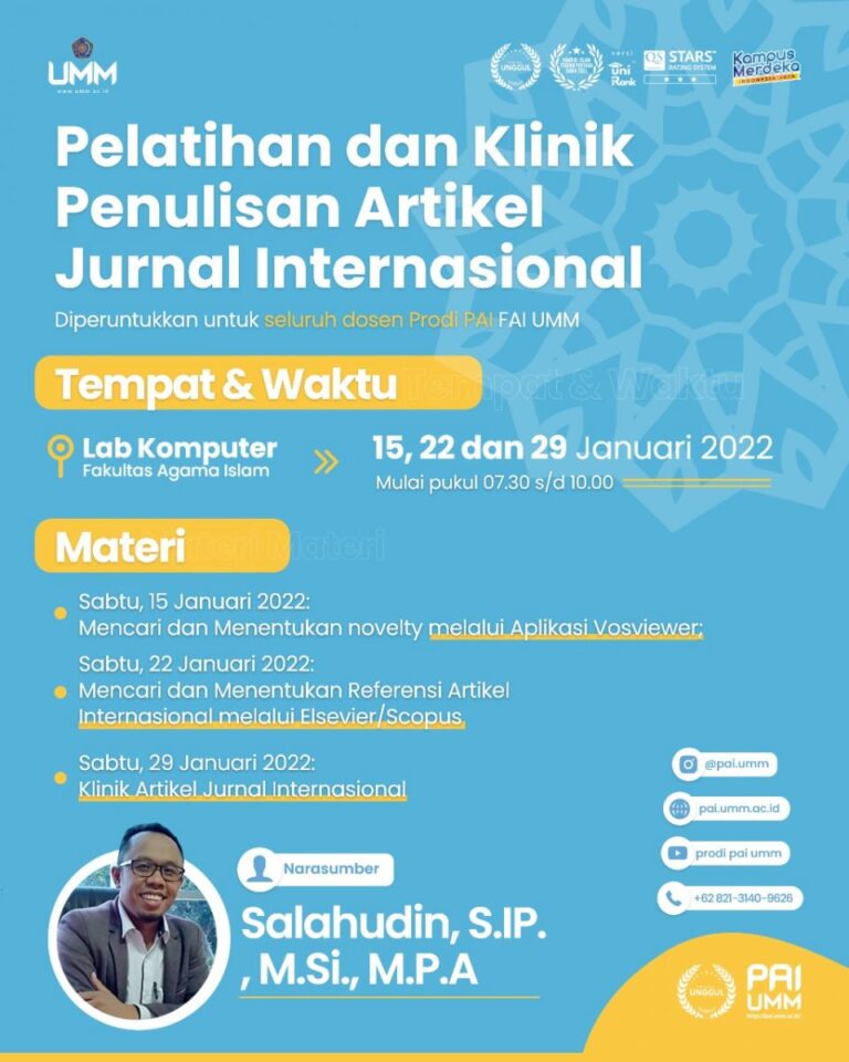 Prodi PAI UMM Selenggarakan Klinik Artikel Jurnal Internasional Untuk Tingkatkan Publikasi di Tahun 2022.