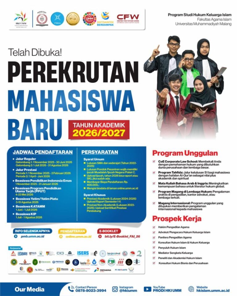 Prodi Hukum Keluarga Islam UMM Siap Cetak Lulusan Unggul, PMB 2026/2027 Resmi Dibuka