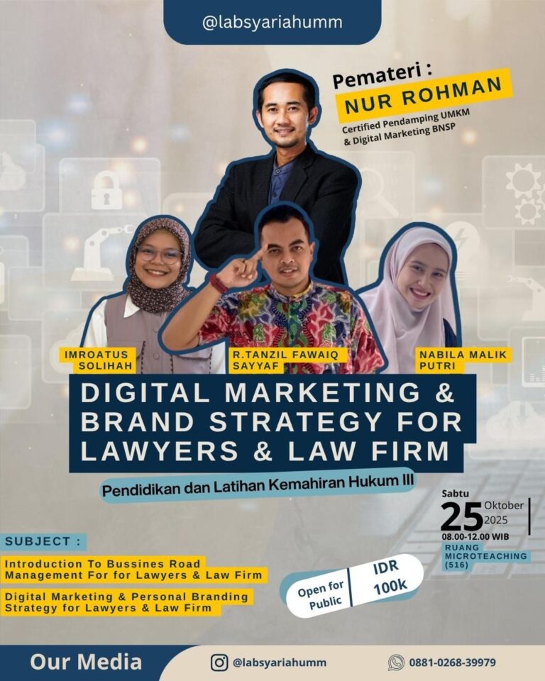 LAB SYARIAH HKI UMM ADAKAN PLKH II DIGITAL MARKETING FOR LAW FIRM BAGI MAHASISWA REGULER HKI ANGKATAN 2022